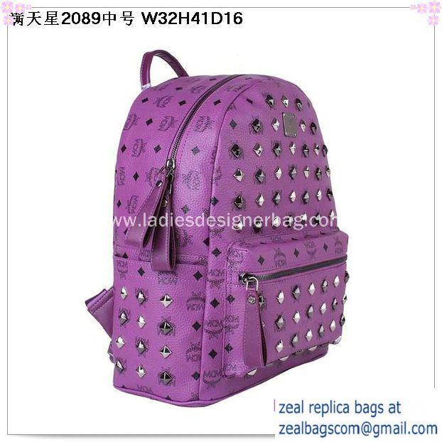 High Quality Replica MCM Stark Studded Medium Backpack MC2089 Purple